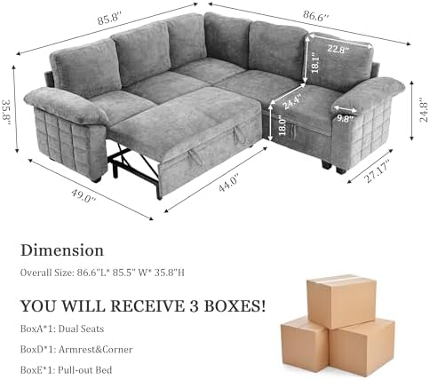 Modern L-Shape Sleeper Sofa - Image 2