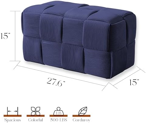 Cmishe 28" Rectangular Woven Corduroy Ottoman Footrest - Image 3