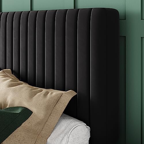 Allewie Queen Bed Frame, Velvet Upholstered Platform Bed - Image 4