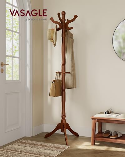 VASAGLE Freestanding Coat Rack, Rubber Wood Coat Tree - Image 2