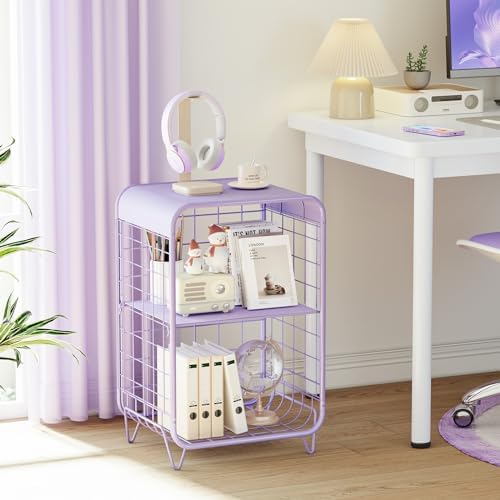 APEXCHASER Cute Kids Nightstand, 3 Tier Metal Side Table - Image 6