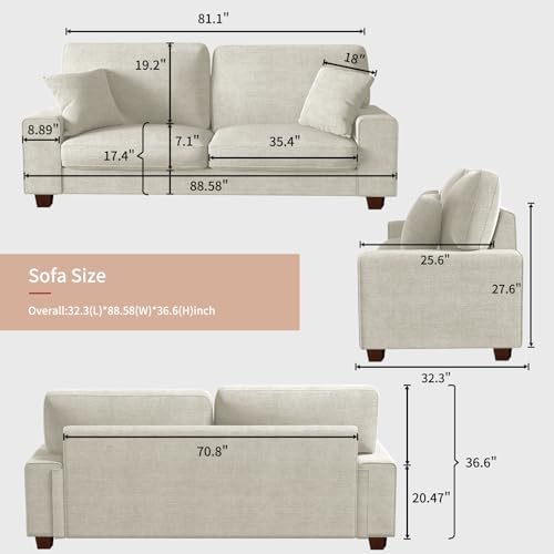 DOPEDIO 88.58" Chenille Loveseat Sofa, Modern Couch - Image 2