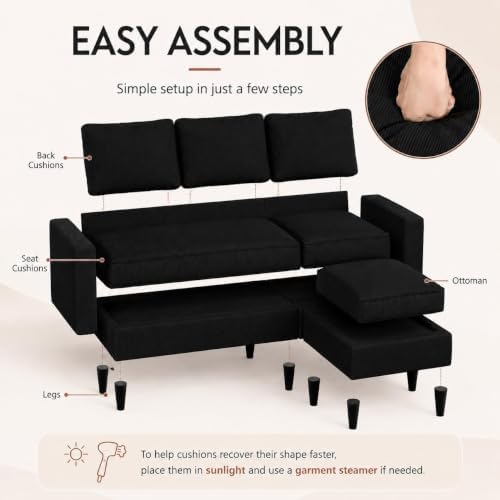 Nuturelly 73.6" L-Shaped Small Sectional Sofa - Image 6