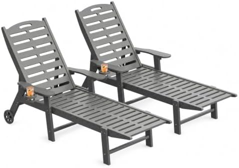 Ciokea Lounge Chair Outdoor Set of 2, 5-Position Adjustable Patio Lounge Chairs by CIOKEA
