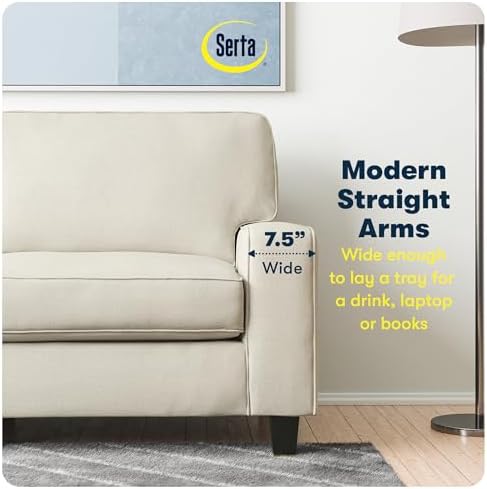 Serta Palisades 73" Track Arm Sofa, Easy Care Polyester, Soft Pillow Back - Image 6
