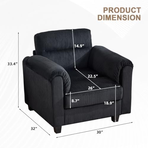 HAOMARKETS Corduroy Sofa Set, Upholstered Armchair - Image 2