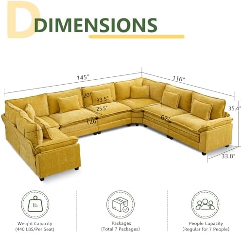 Oversized Modular Sectional Sofa Set, Convertible Deep Seat Cloud Couch - Image 2