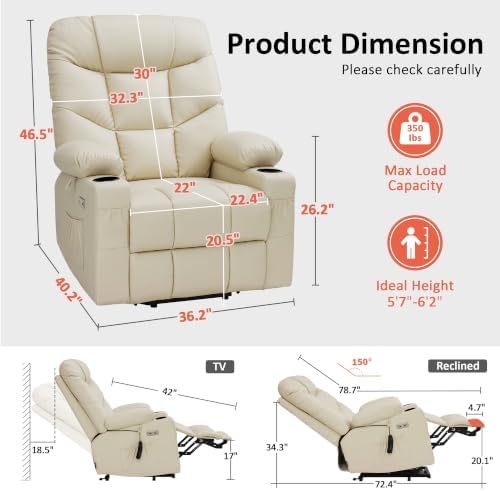 MCombo Power Lift Recliner for Elderly, Leather 7283 - Image 3