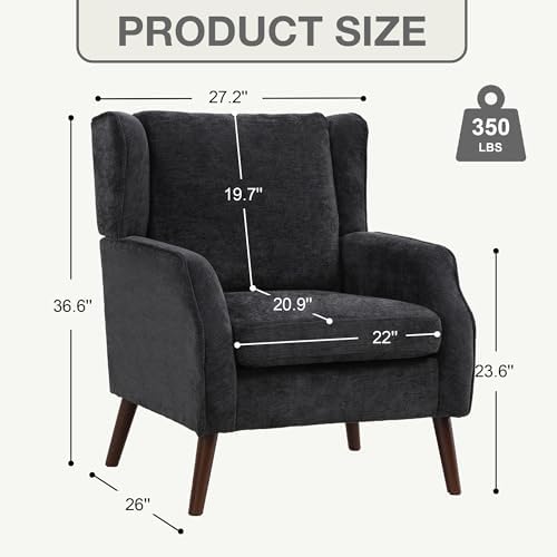 Accent Chair for Living Room, Mid Century Modern Wingback Chair for Bedroom - Image 2