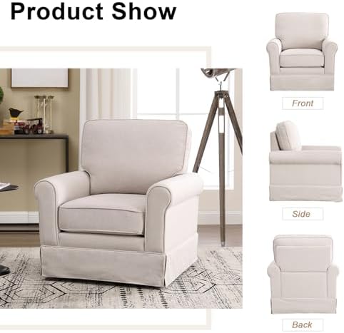 INZOY Swivel Accent Chair Set of 2 Mid Century Modern Chair, Comfy Swivel - Image 6
