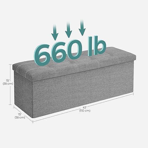 SONGMICS Ottoman Storage Bench, 35 Gal. Folding Chest, Holds 660 lb - Image 3