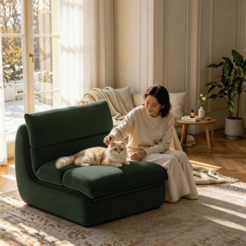 YVDNHP Bean Bag Chair with Ottoman, Memory Foam Lounge Sofa Adults Green - Image 6