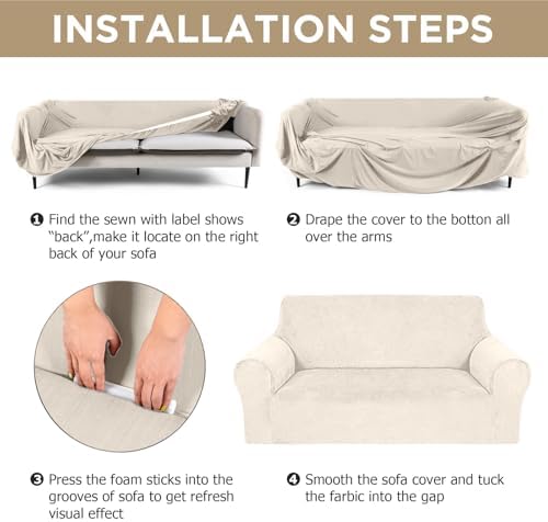 Peryiter 3 Pcs Couch and Loveseat Sofa Covers - Image 5