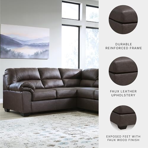 Signature Design by Ashley Sectional Couch, Left Facing, Umber Brown - Image 4