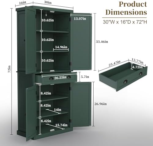 ARTPOWER 72" Tall Freestanding Pantry & Kitchen Storage Cabinet - Image 2