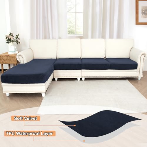 NAISI Waterproof Couch Cushion Covers Thick Velvet Fabric Washable Sofa - Image 2