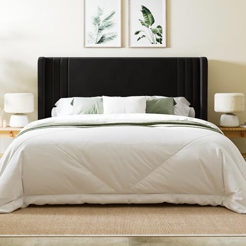 Allewie Full Size Velvet Platform Bed Frame, Tall Wingback Headboard - Image 3
