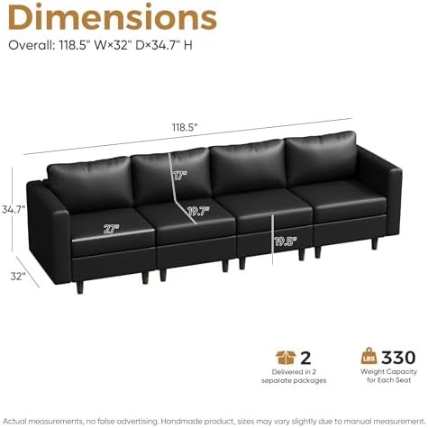 ABCASA Faux Leather Modular Sectional Sofa - Image 2
