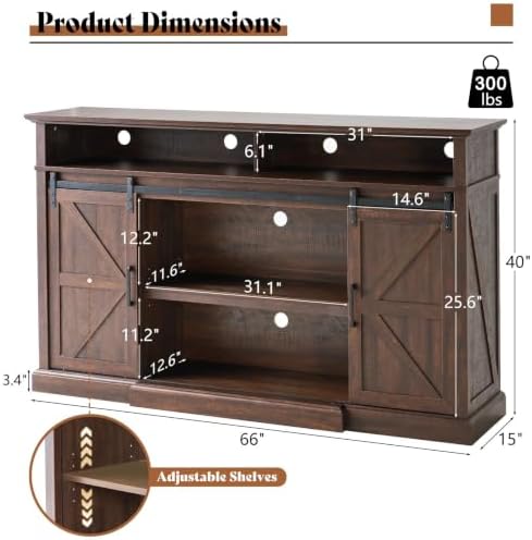AMERLIFE 66" W Farmhouse TV Stand, Entertainment Center - Image 2
