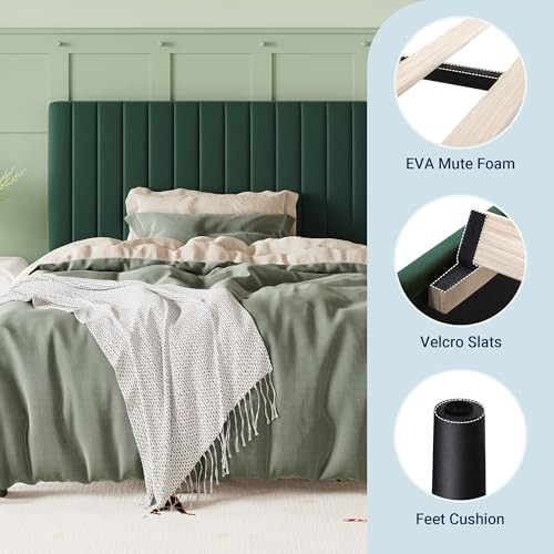 Allewie Twin Bed Frame, Velvet Upholstered Platform Bed - Image 7