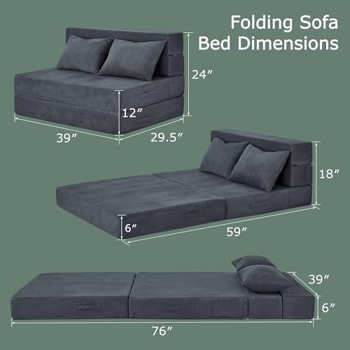 Folding Sofa Bed, Convertible Sleeper Chair Bed, Floor Sofa - Image 2