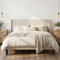 Gizoon Full Bed Frame with Wingback Headboard, Upholstered Platform Bed by Gizoon