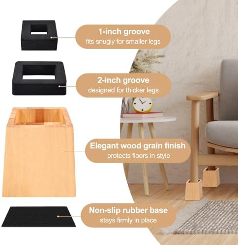 Wooden Bed Risers 5 Inch Heavy Duty, Support 2500 lbs - Image 3