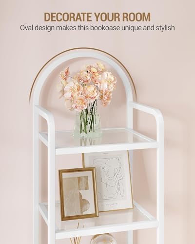 Hzuaneri Bookcase Bookshelf, Tempered Glass Bookshelves - Image 4