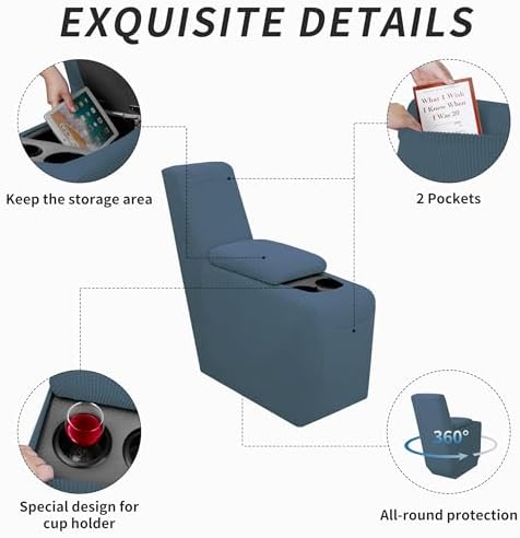 Easy-Going 2-Piece Recliner Console Cover Bluestone - Image 3