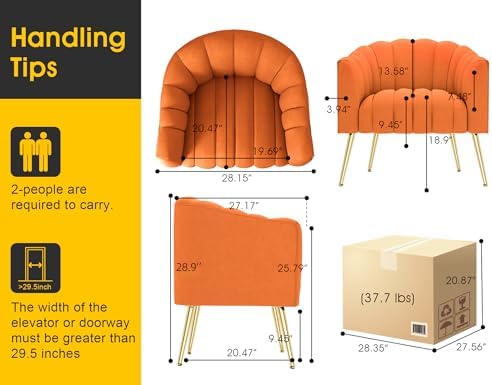 Dewhut Oversized Pumpkin Couch Accent Chair, Modern Comfy Velvet Upholstered - Image 2