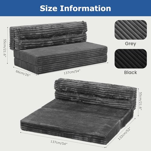 Erament Tri-Fold Futon Sofa Bed, 6 Inch Foldable Floor Couch, High-Density Foam - Image 2