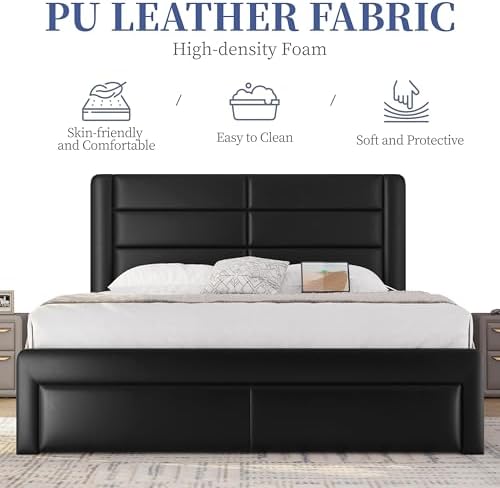 Yaheetech Queen Upholstered Bed Frame - Image 4
