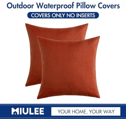MIULEE Decorative Outdoor Pillow Covers Fall 16x16 Burnt Orange - Image 6