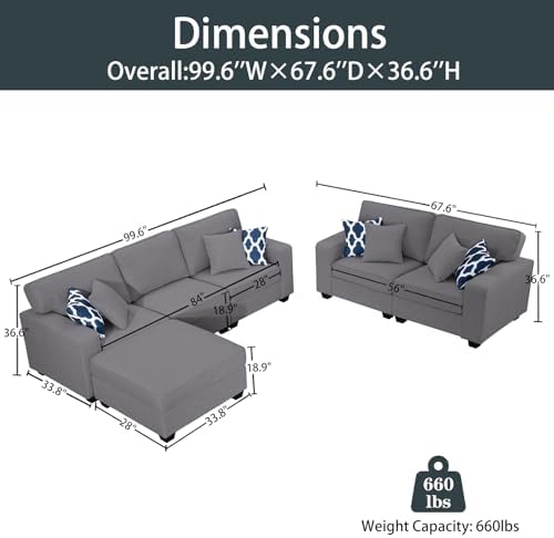 Legend Vansen Oversized Modular Sectional Sofa, U/L‑Shaped Reversible Couch - Image 3