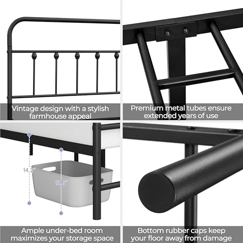 Yaheetech Twin Metal Platform Bed Frame, Victorian Headboard & Footboard - Image 4