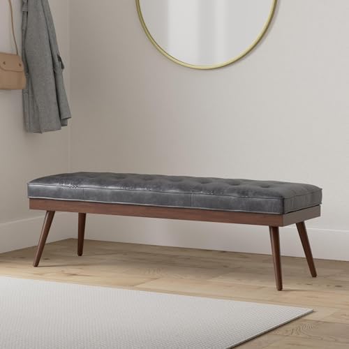 Poly & BARK 55" Tufted Leather Bed Bench - Image 2
