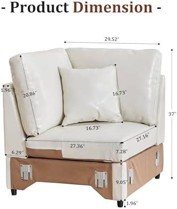 ORRD Modern Faux Leather Corner Sofa Seat - Image 3