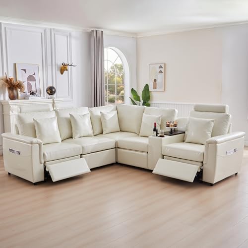 RARZOE Faux Leather Modular Sectional Sofa, L Shaped, 5 Seater - Image 3