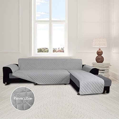 Easy-Going Reversible L-Shape Sectional Couch Cover, Light Gray - Image 2