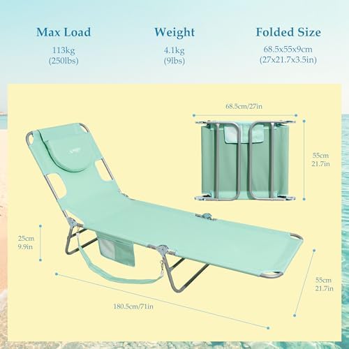 Beach Lounge Chair, Outdoor Chaise Lounger - Image 3