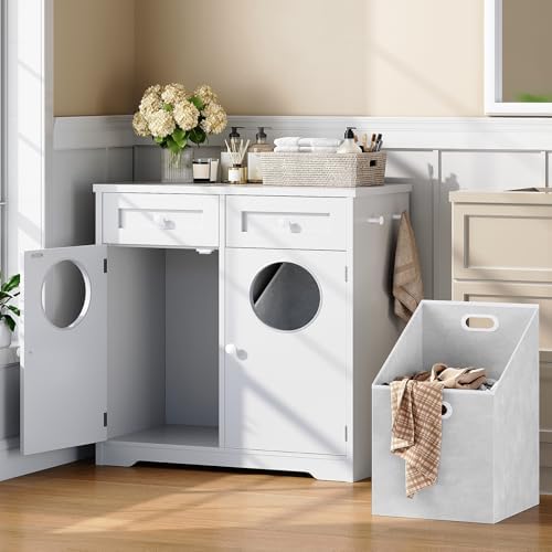 HOOBRO Double Laundry Hamper Cabinet, Hidden Laundry Cabinet - Image 5