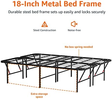 Amazon Basics Bed Frame with Storage, Foldable Metal Platform, Sturdy Steel - Image 5