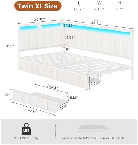 Hasuit Corner Bed Frame with Storage Drawers, Twin XL Daybed with Line Fabric - Image 3