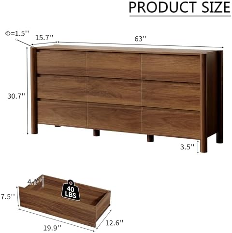 HOUROM Walnut Dresser for Bedroom - Image 2