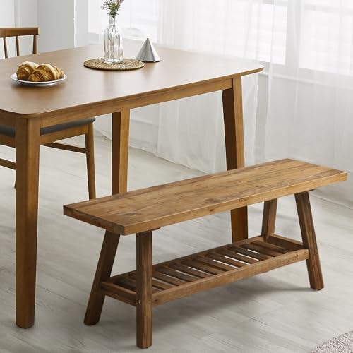 HOKYHOKY Reclaimed Solid Wood Bench-43.3" Entryway Bench - Image 4