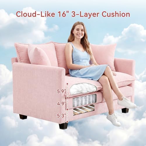Loveseat Sofa Couch, Small Mini Compact 50" Love Seat 27" Deep Cloud Sofa Seat - Image 3