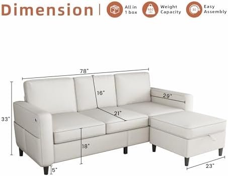 78" Green L Shaped Sectional Sofa Couch - Image 2