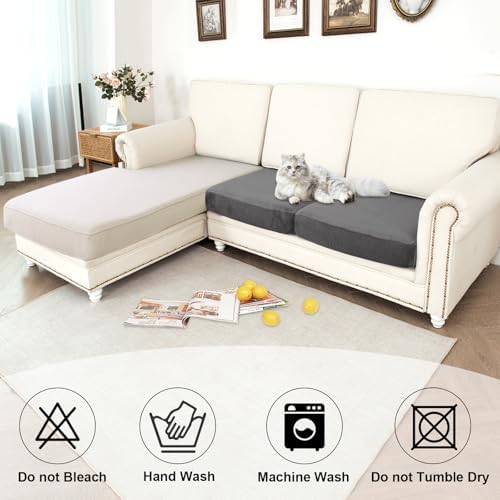 NAISI Waterproof Couch Cushion Covers Thick Velvet Fabric Washable Sofa - Image 6