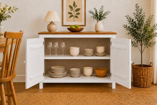 From the Tree Furniture 44" Wide White & Pine Top Solid Pine Shaker Sideboard - Image 6