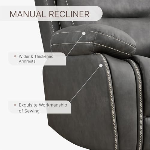 KISLOT Leather Recliner Chair Manual Sofa Rocker - Image 4